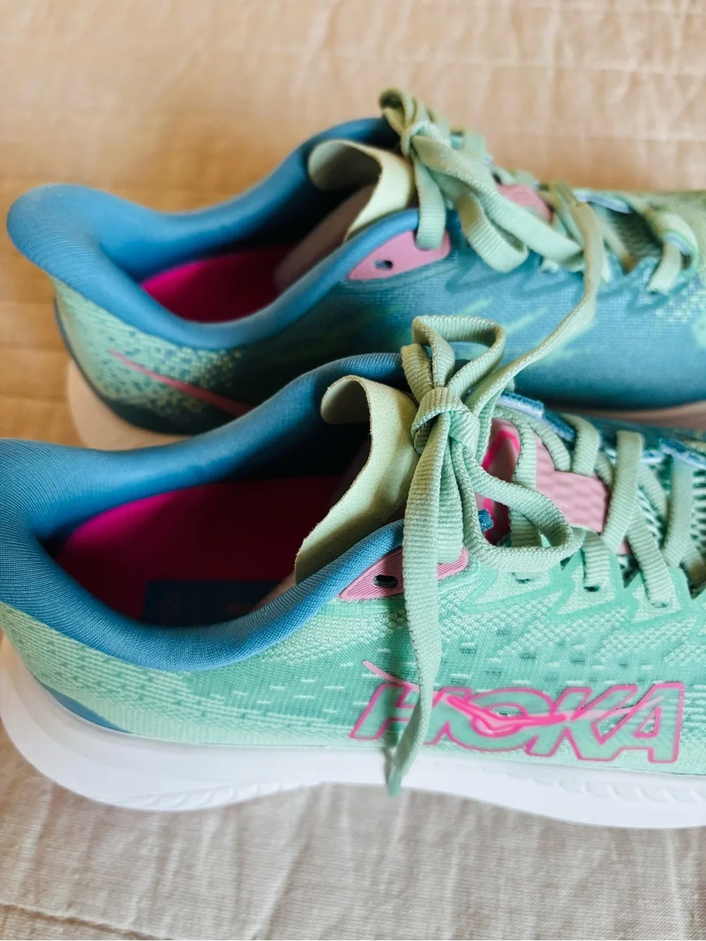 Women’s Hoka Mint Green and Teal Running Shoes size 8